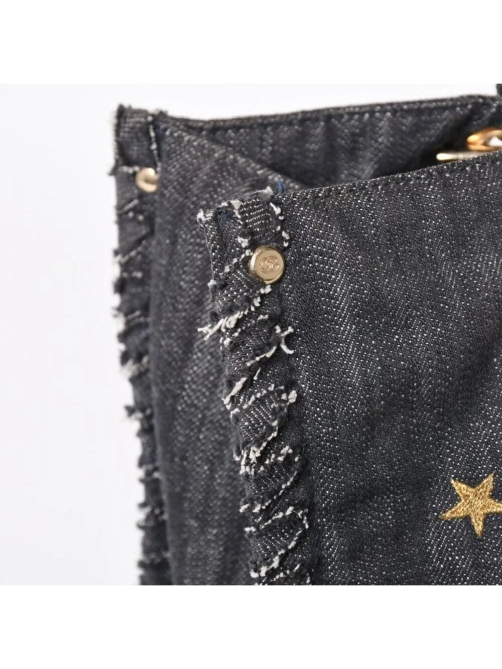 Chanel Chain Tote Bag Night Flight Embroidery CC Logo Denim